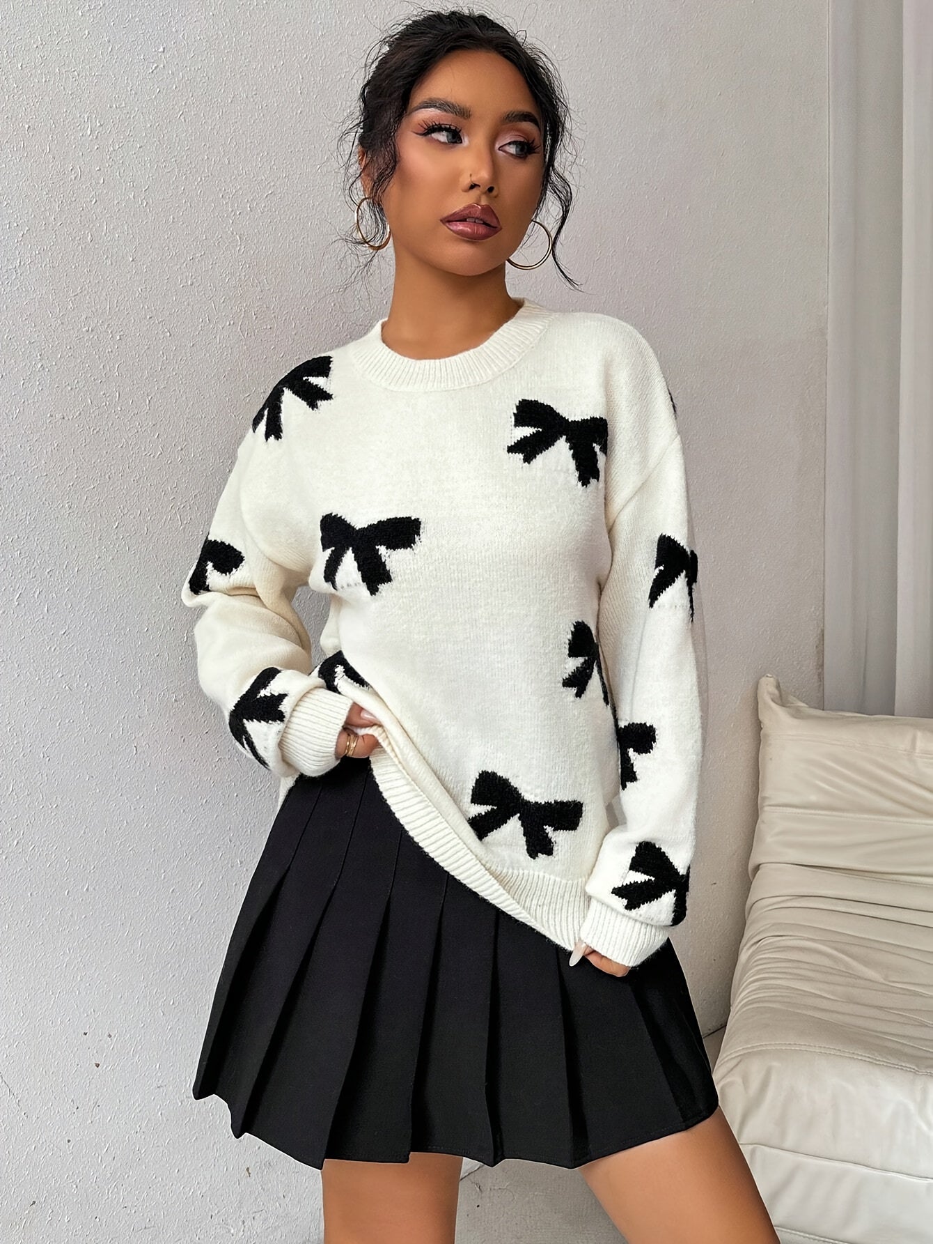 LUNORT | KNITTED JUMPER WITH BOWS